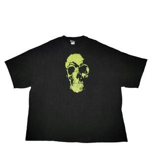 Black T-Shirt With Neon Green Skull Graphic halloween scary gothic